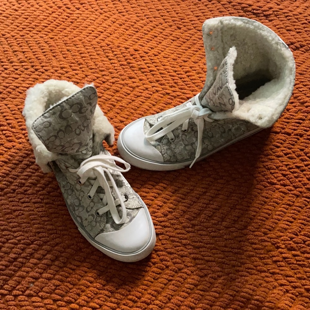 COACH high/low fur sneakers